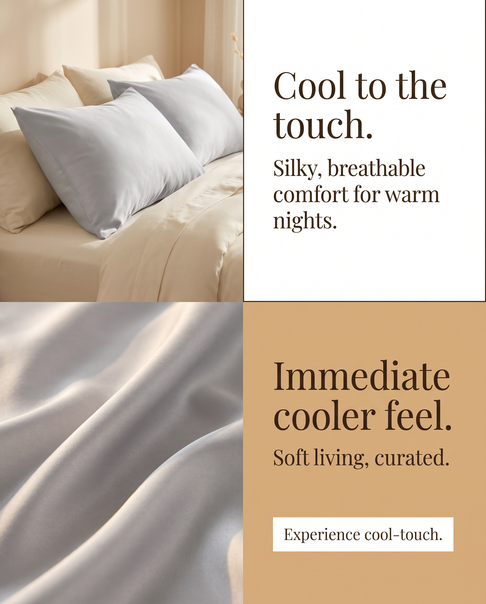 Lullia cooling pillowcase set of two on a neatly made bed