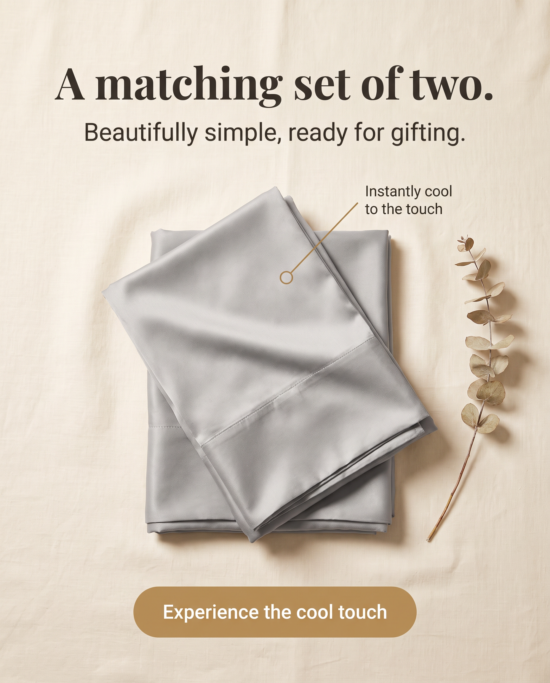 Lullia cooling pillowcase in a calm, warm-toned bedroom