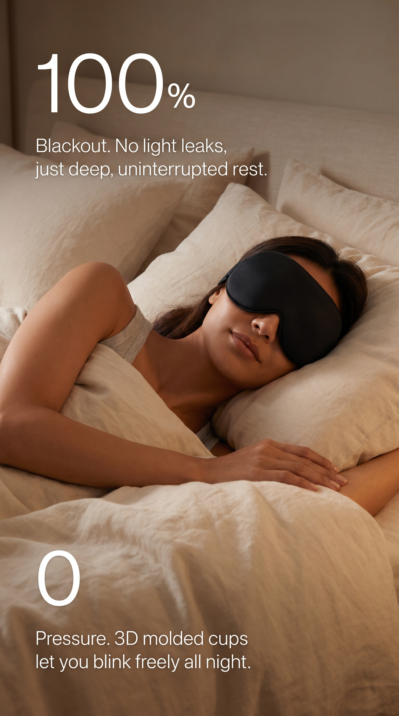 Lullia contoured sleep mask showing molded 3D eye cups